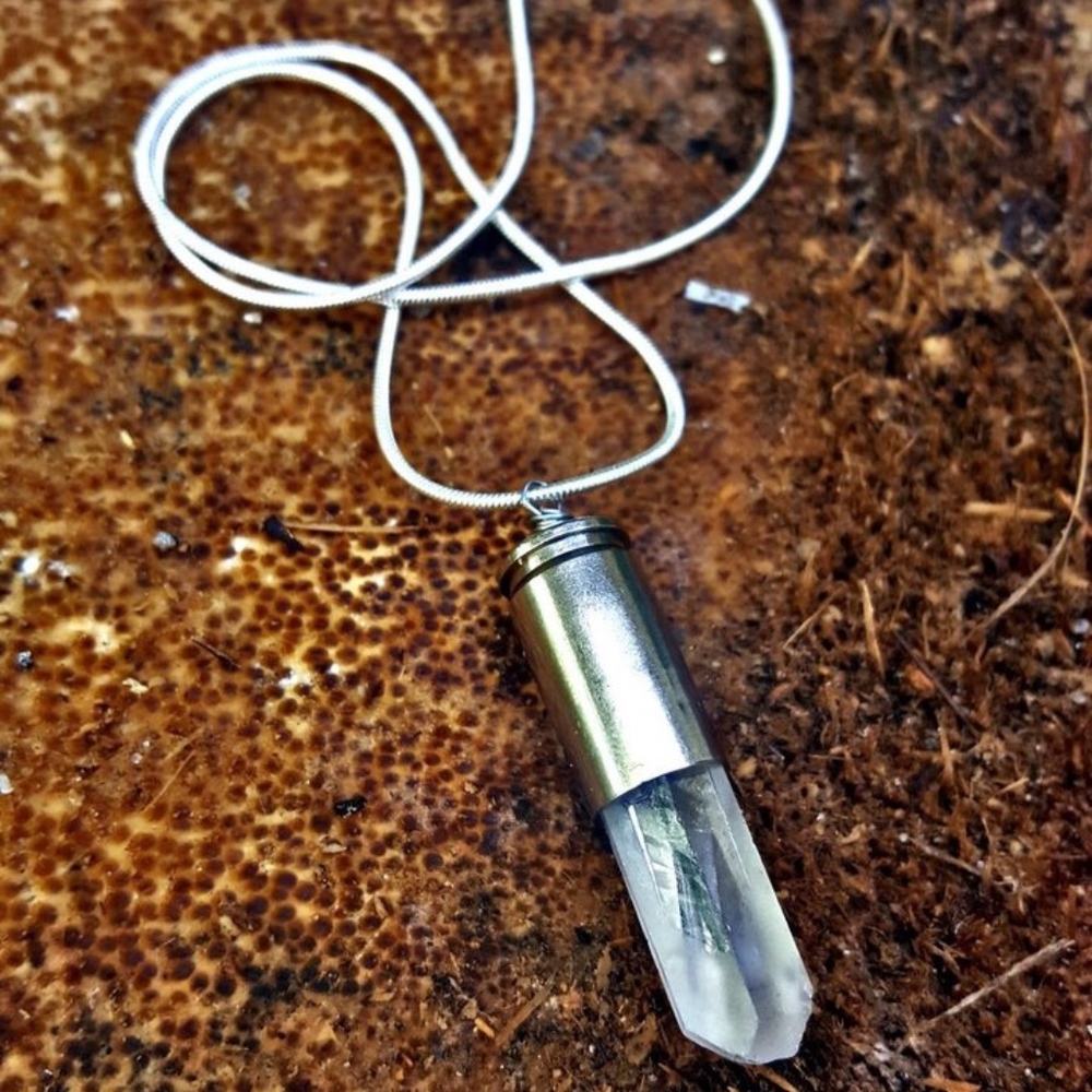 Sterling Quartz & Bullet Necklace